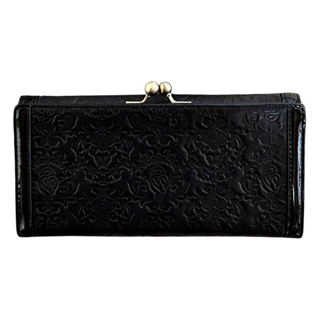 美品 ANNA SUI アナスイ がま口 セルパン レザー ブラック 黒
