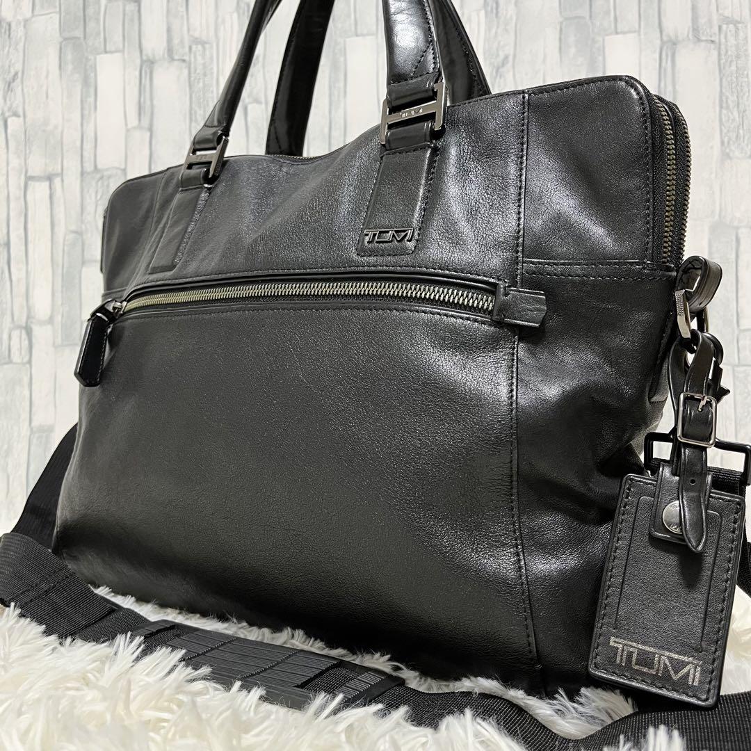 美品✨TUMI 2way ビジネスバッグ　オールレザー　ショルダー付　ブラック