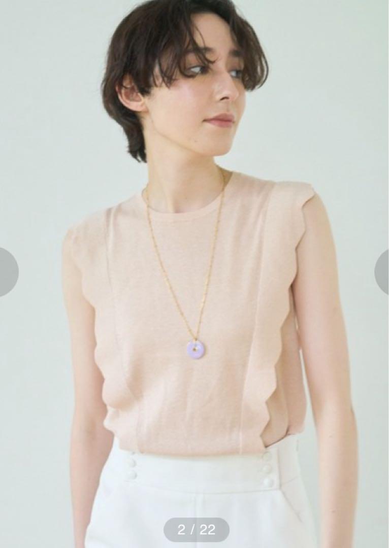 【美品】ANAYI サイドスカラップラメ プルオーバー ピンク