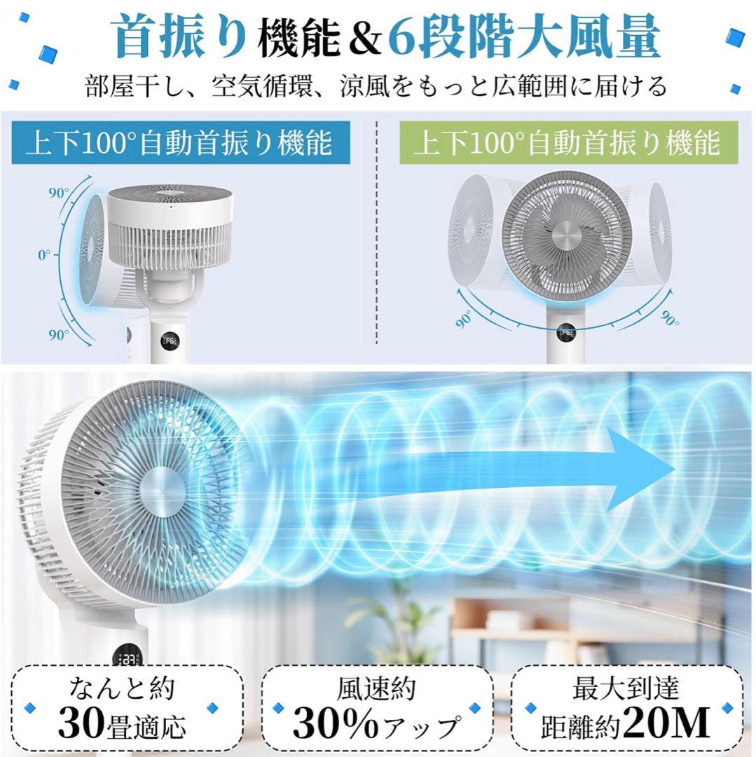 扇風機DCモーター360度首振り 【2025強化版 節電対策 マイナスイオン】 リビング扇風機 DCモーター360度首振り2025強化版 節電対策