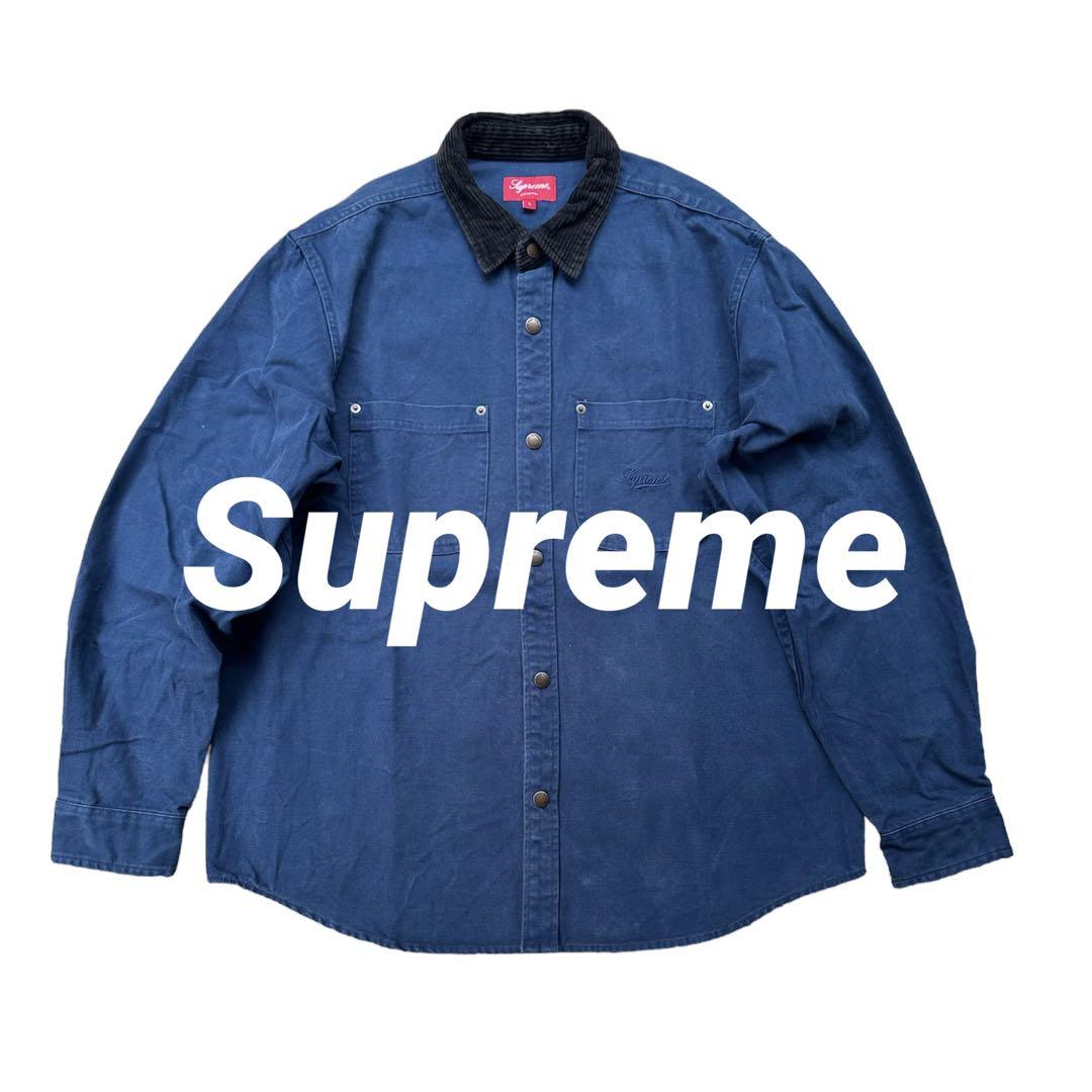 Supreme 19FW Script Canvas Snap Shirt L