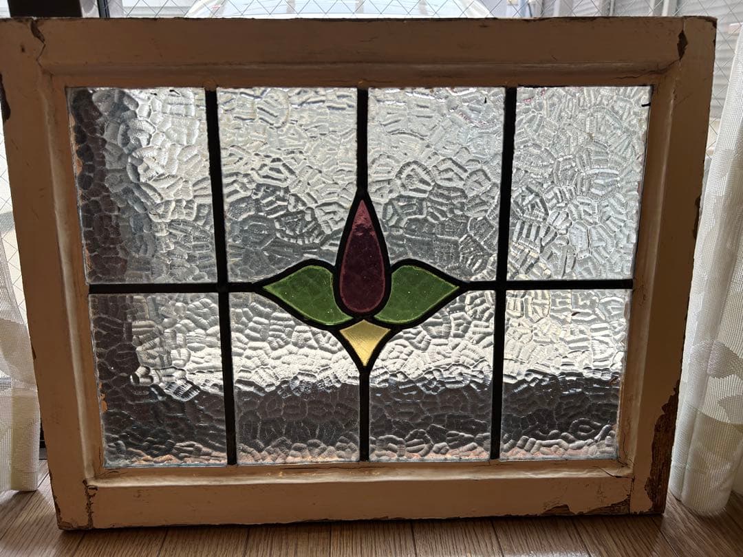 アンティークステンドグラス　窓枠　建材