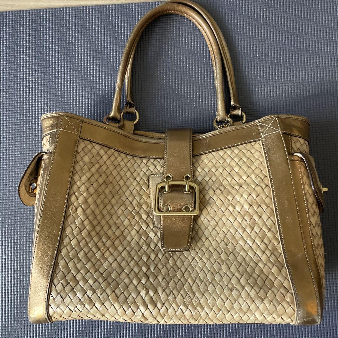 COACH ゴールド 編み込みトートバッグ