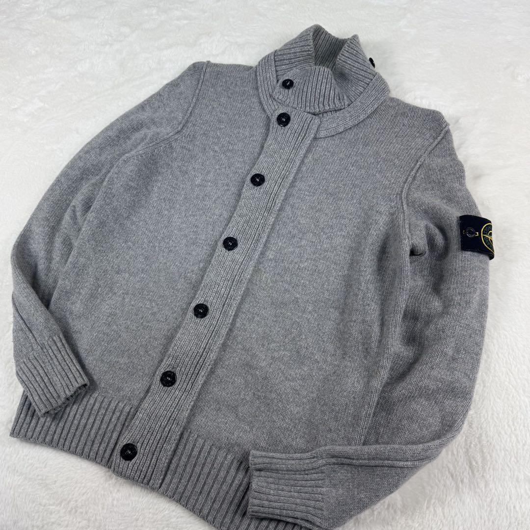 STONE ISLAND スタンドカラーニットカーディガン グレー S