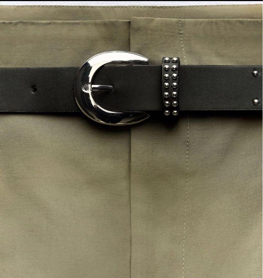 新品タグつき ♡ ZARA カーゴパンツ ベルト付き カーキ Sサイズ 7-9号