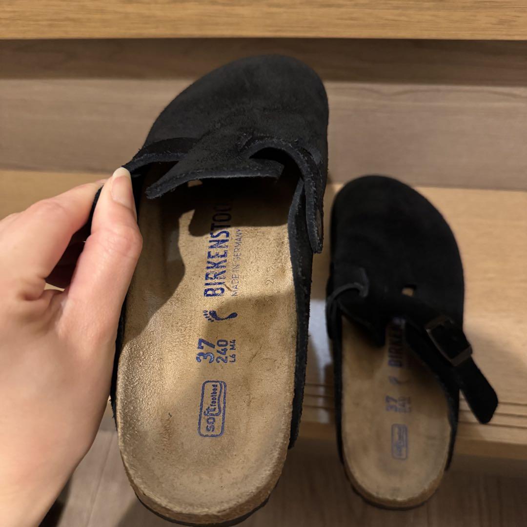 Birkenstock ブラック ボストン　スエードレザー　37