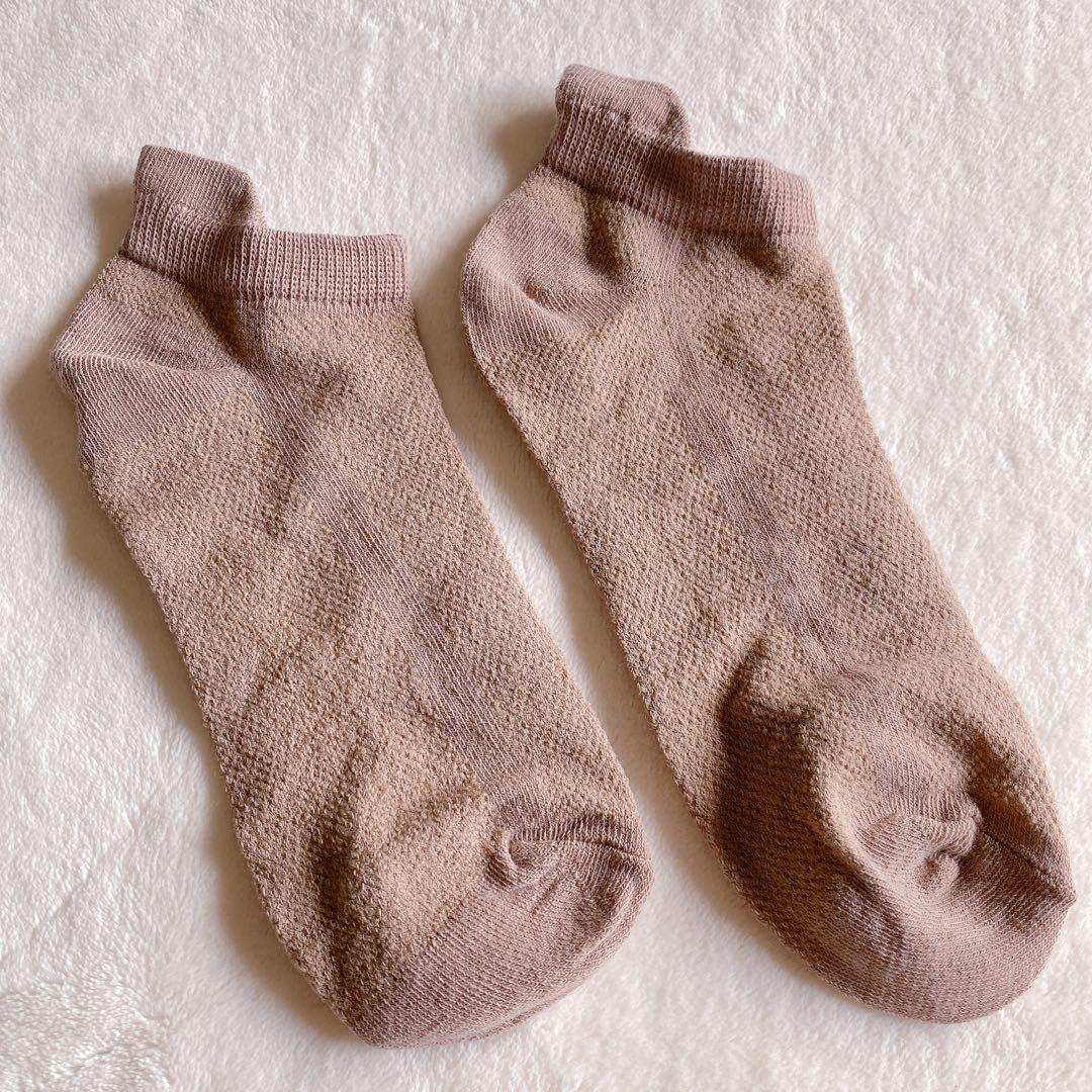 靴下 レディース くるぶし 抗菌防臭 脱げ対策 ブラウン22.5～23.5cm