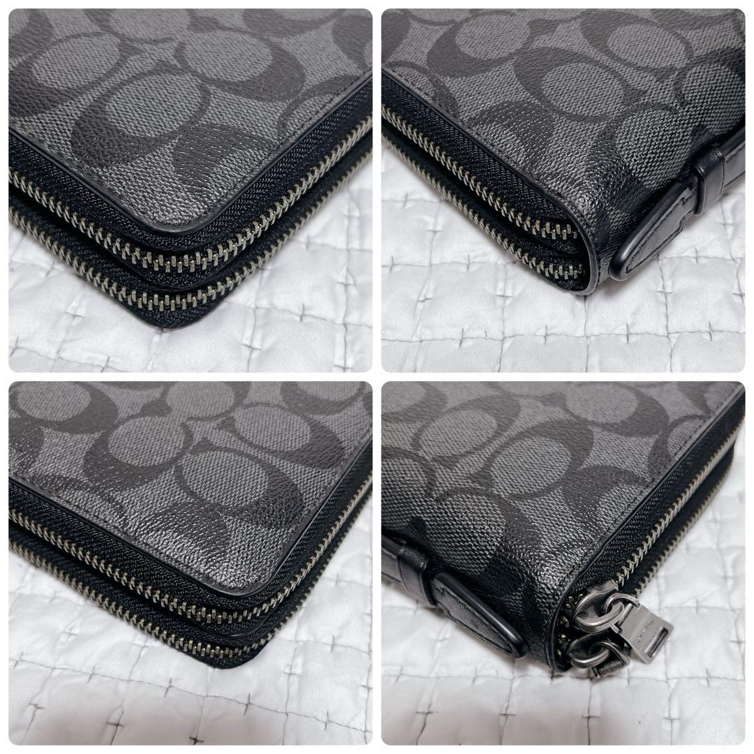 美品 COACH コーチ オーガナイザー PVC シグネチャー ダブル
