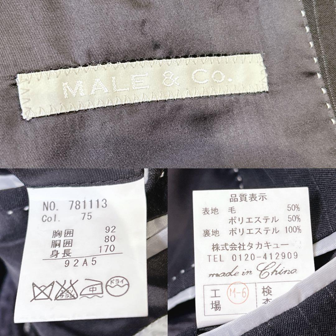 タカキュー メイルアンドコー スーツ セットアップ ブラック ストライプ M相当