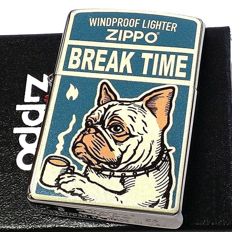 ZIPPO ライター 犬 可愛い ジッポ ブレイクタイム イヌ シルバー 新品