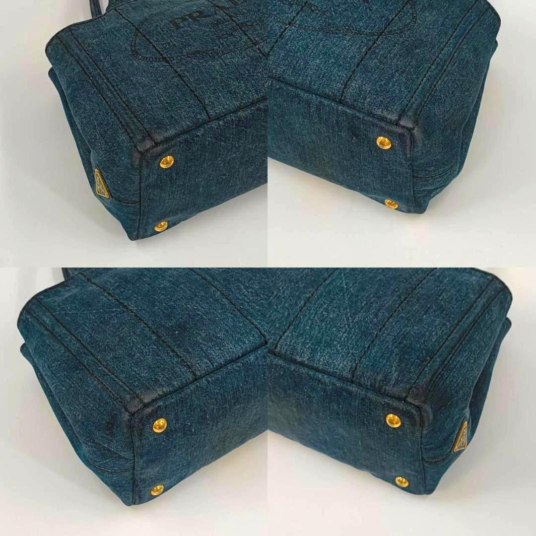 PRADA カナパ S デニム トートバッグ　 　　　　　ゴールド金具 PRADA プラダ カナパ ショルダーバッグ トート バッグ デニム