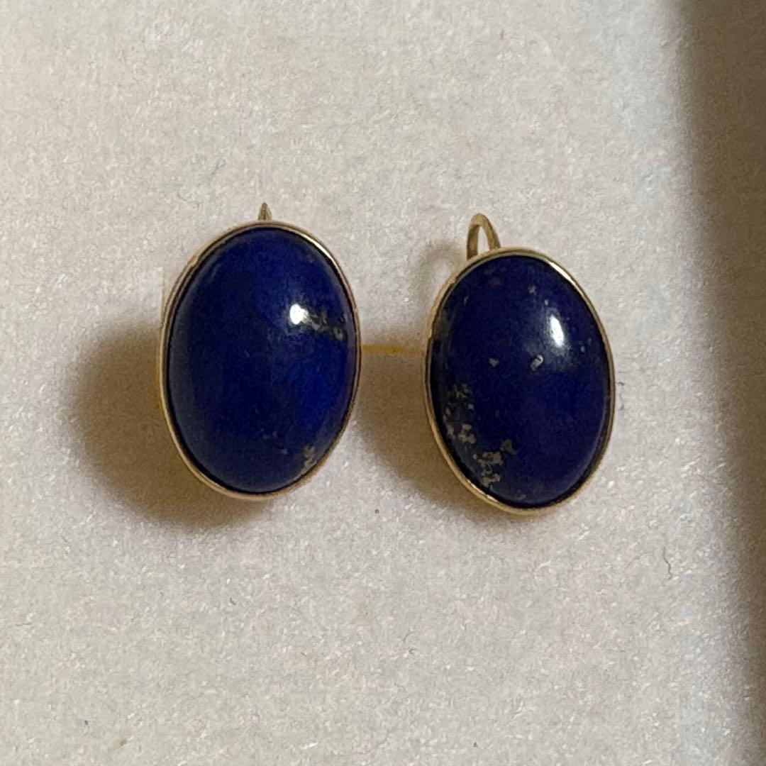 k18ラピスラズリ イヤリング目立った傷や汚れなし