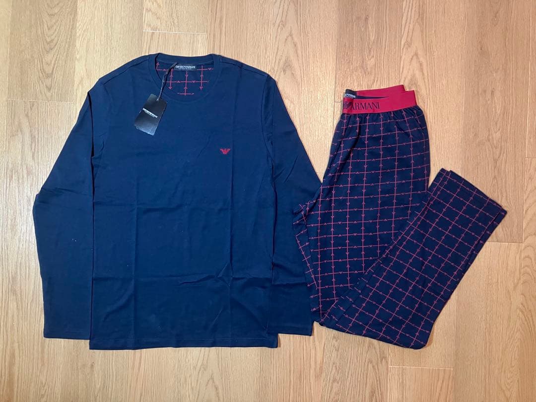 【未使用品】エンポリオアルマーニ チェック ルームウェア セットアップ Sサイズ