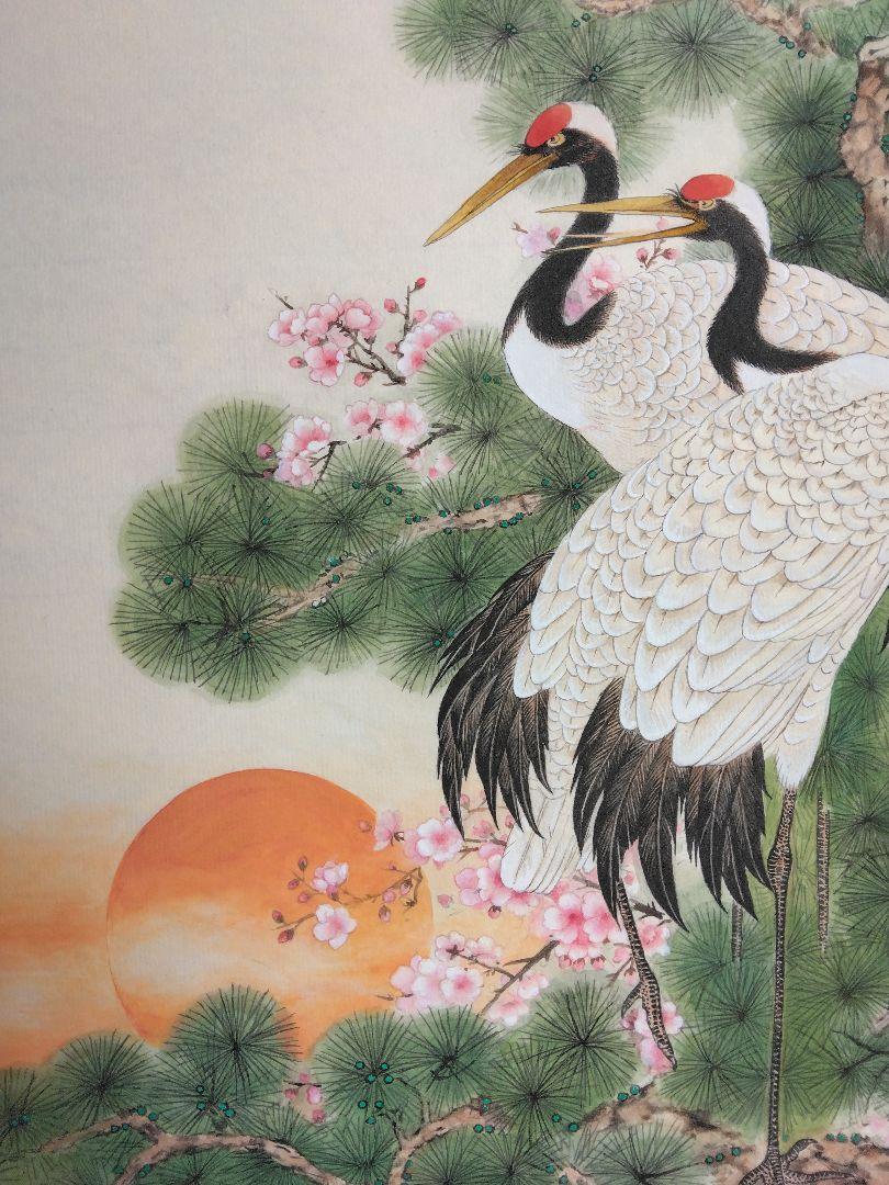 水墨画　松鶴長春
