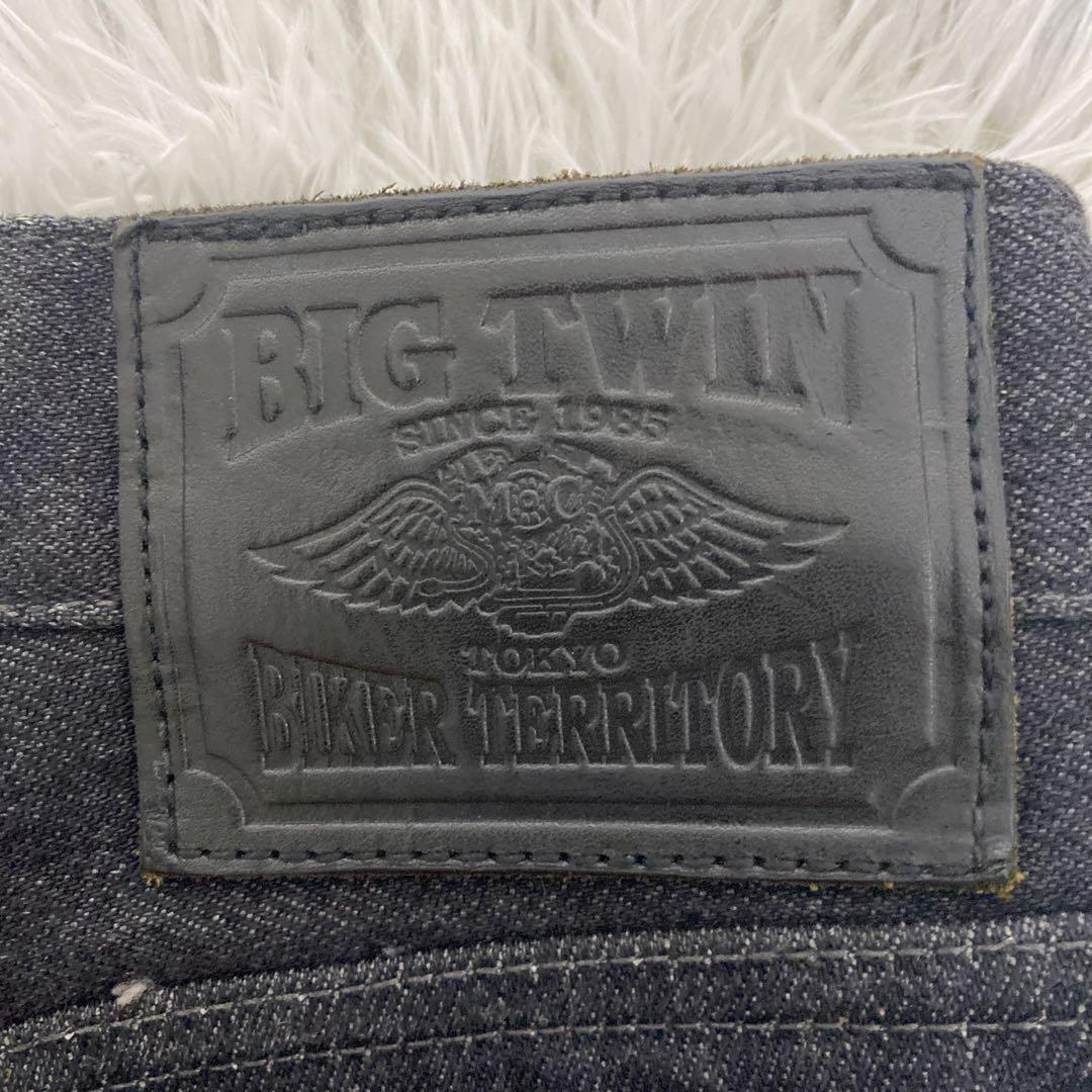 BIGTWIN ブラック コットン ジップフライ ブーツカットデニムパンツ 29