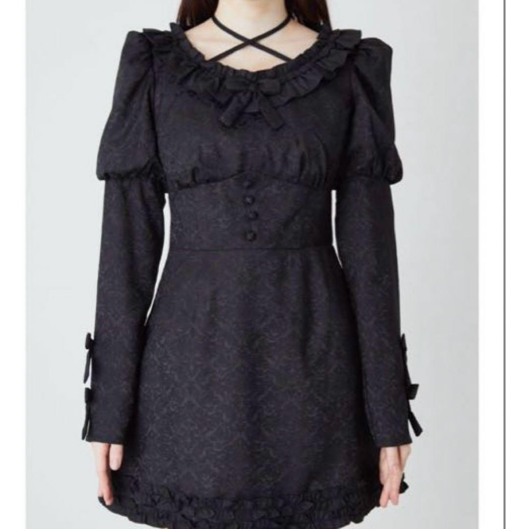 Ank Rouge ジャガードドーリーワンピース ブラック