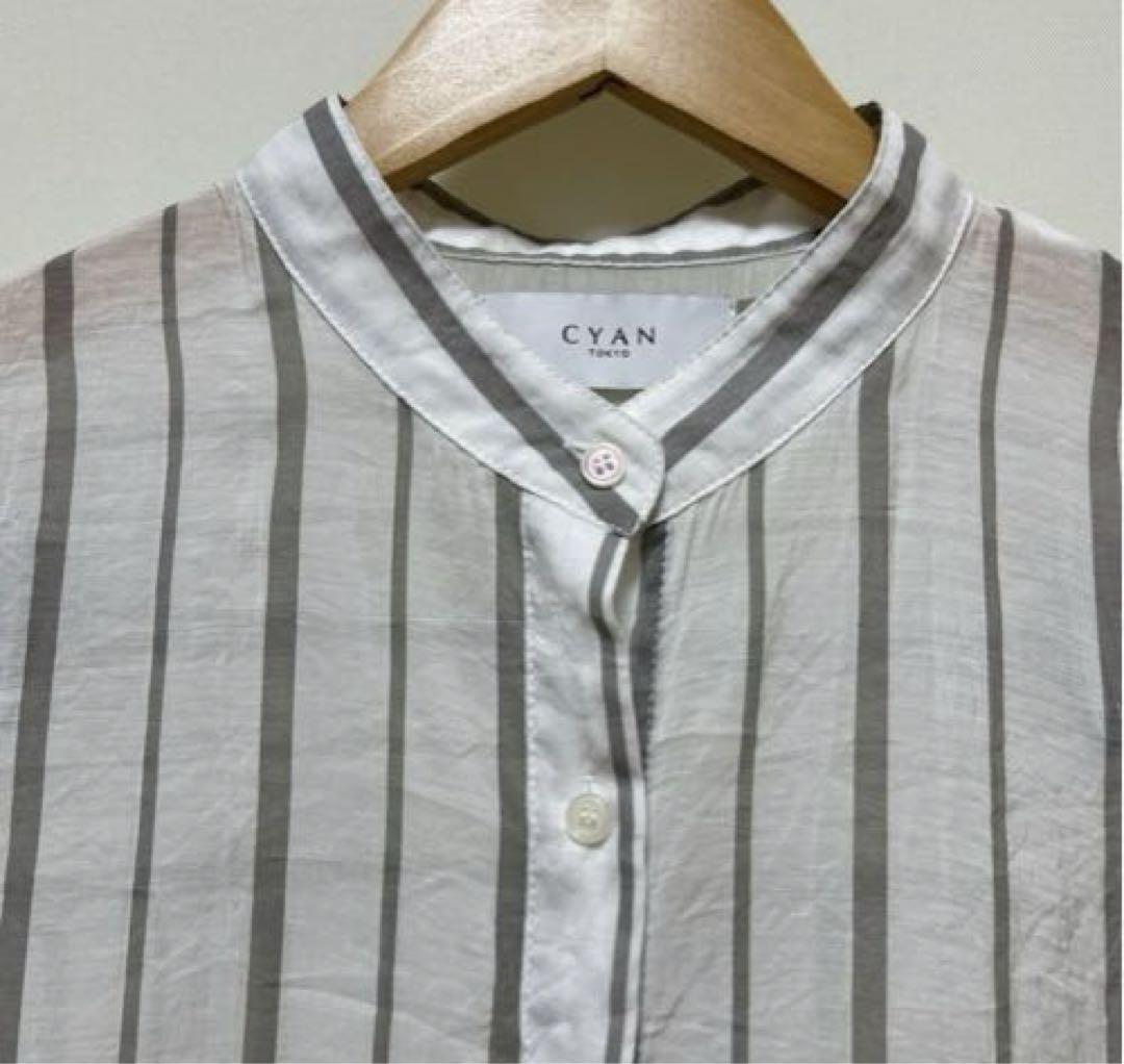 美品　シアン　トーキョー　ストライプロングシャツ