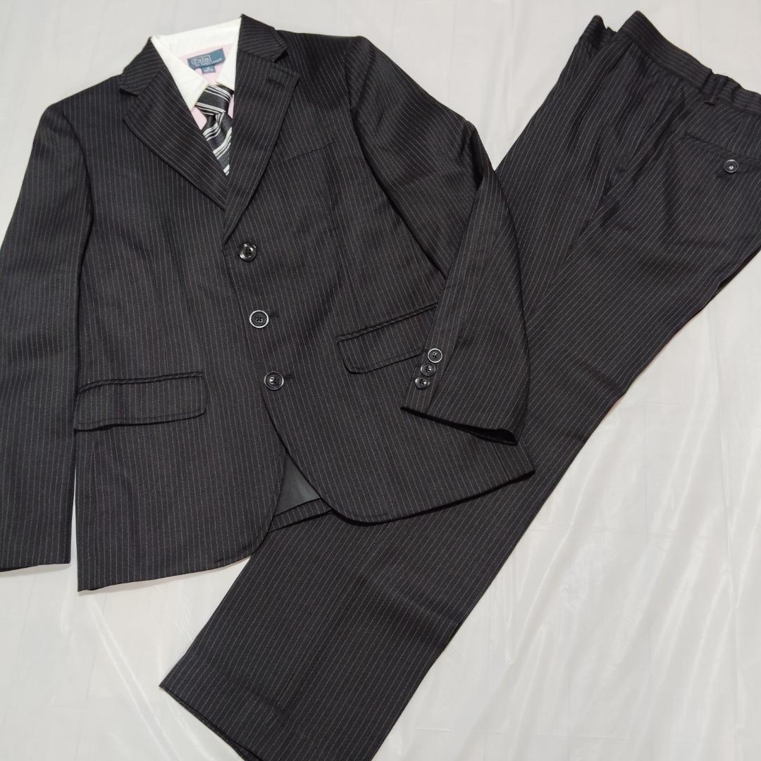 美品　150男子 股下67　しまむら　卒業式スーツ 卒服 黒フォーマルスーツ