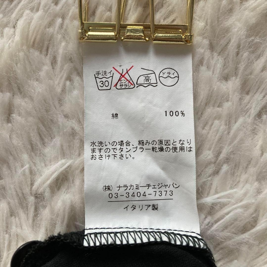 ナラカミーチェ　スキッパーシアーブラウス　スノーカットボイル　長袖　ブラック　1