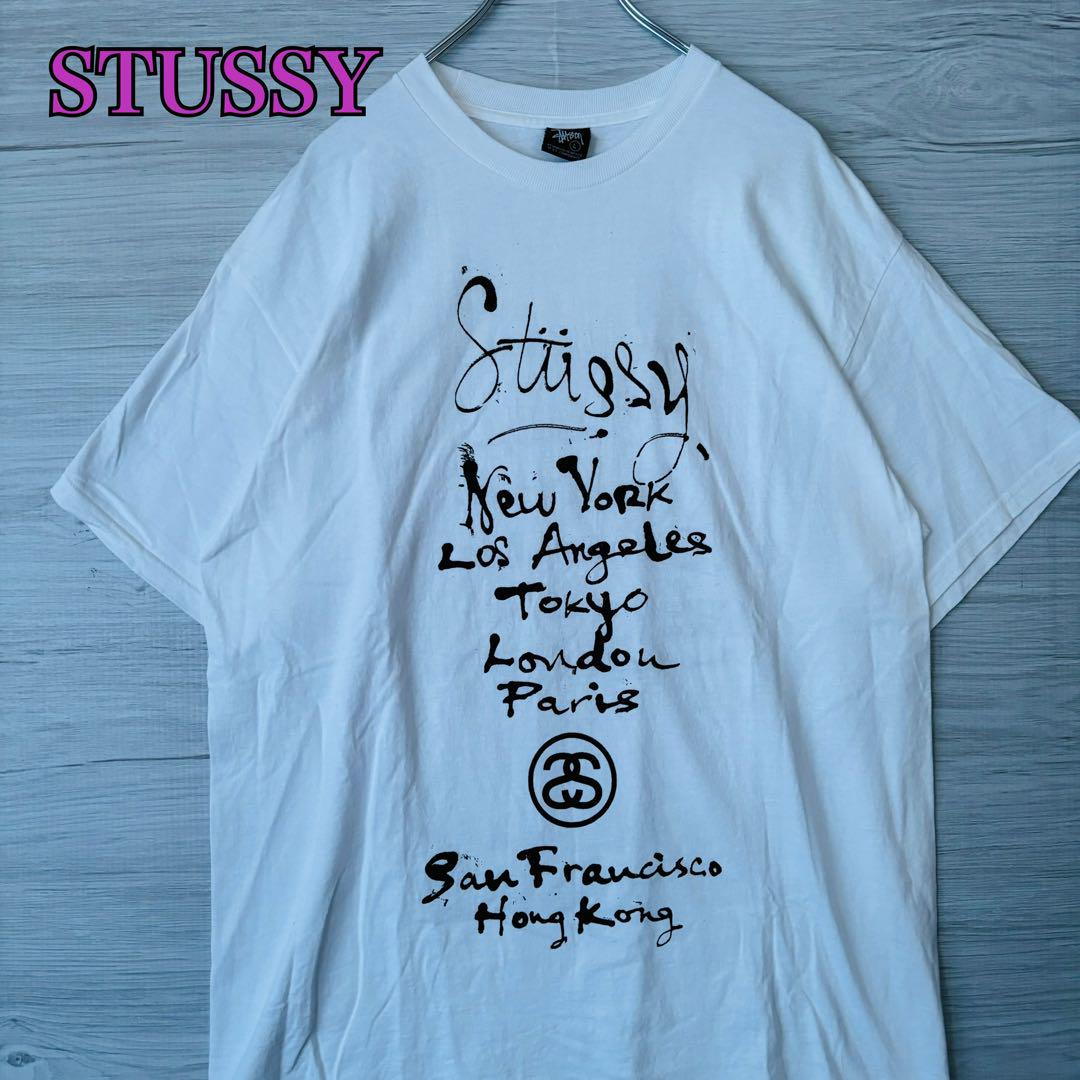 【希少デザイン】ステューシー Tシャツ Lサイズ ワールドツアー 両面デザイン