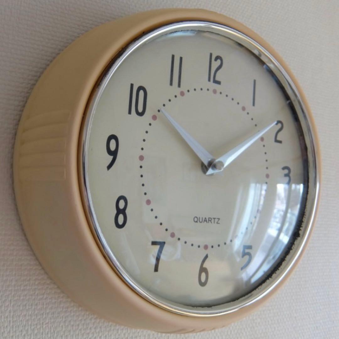 【可動品】レトロ 50s ミッドセンチュリーテイスト 掛時計 クロック クリーム