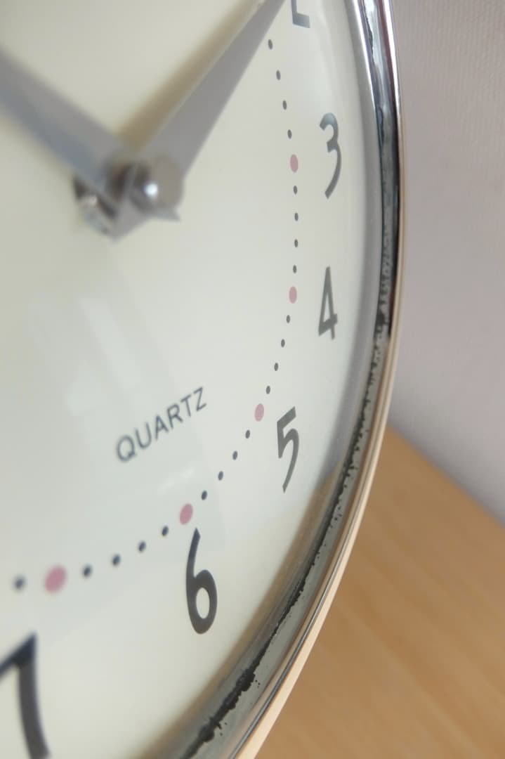 【可動品】レトロ 50s ミッドセンチュリーテイスト 掛時計 クロック クリーム