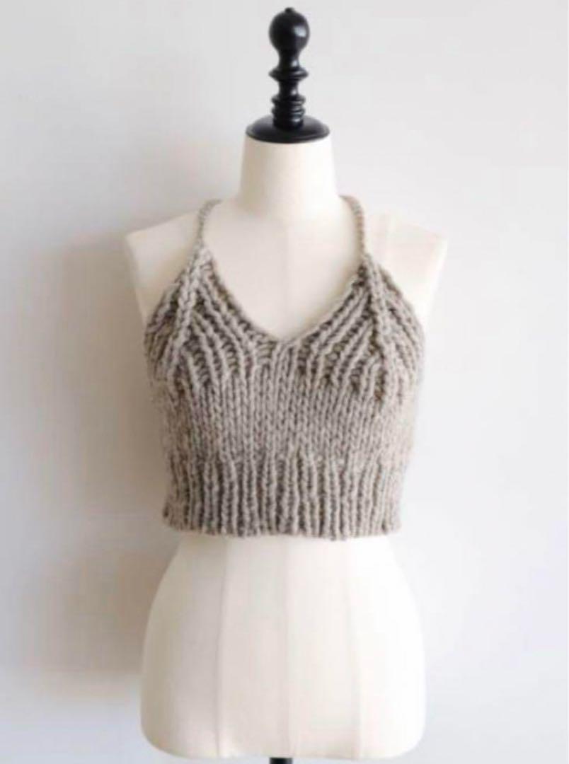 Mesh Knit Ribbon Layeredビスチェ