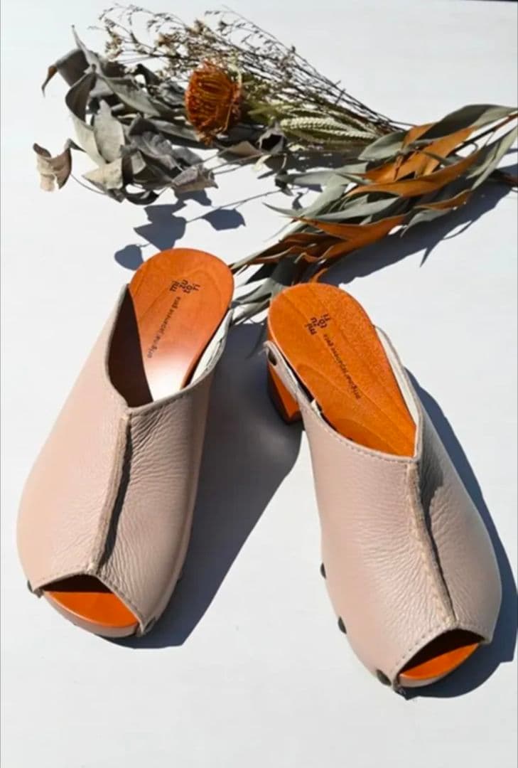 mizutori 下駄サンダル COCOA 本革 ベージュ 和モダン 新品