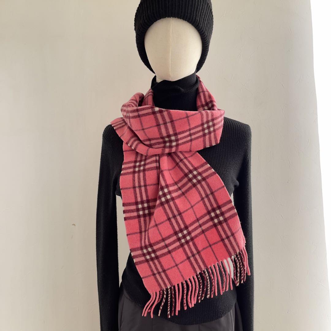 ✴️バーバリー Burberry マフラー ピンク カシミヤ 美品