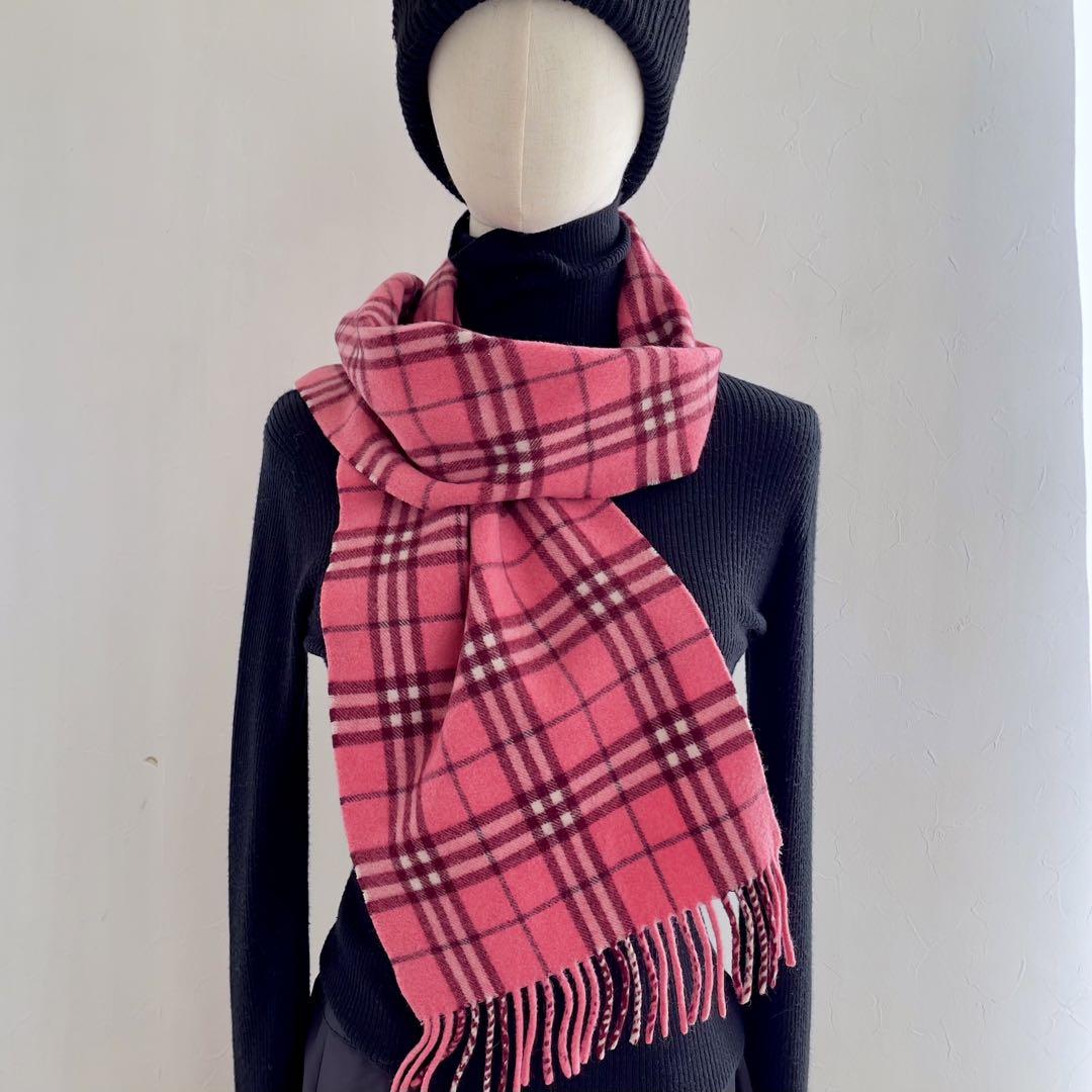 ✴️バーバリー Burberry マフラー ピンク カシミヤ 美品