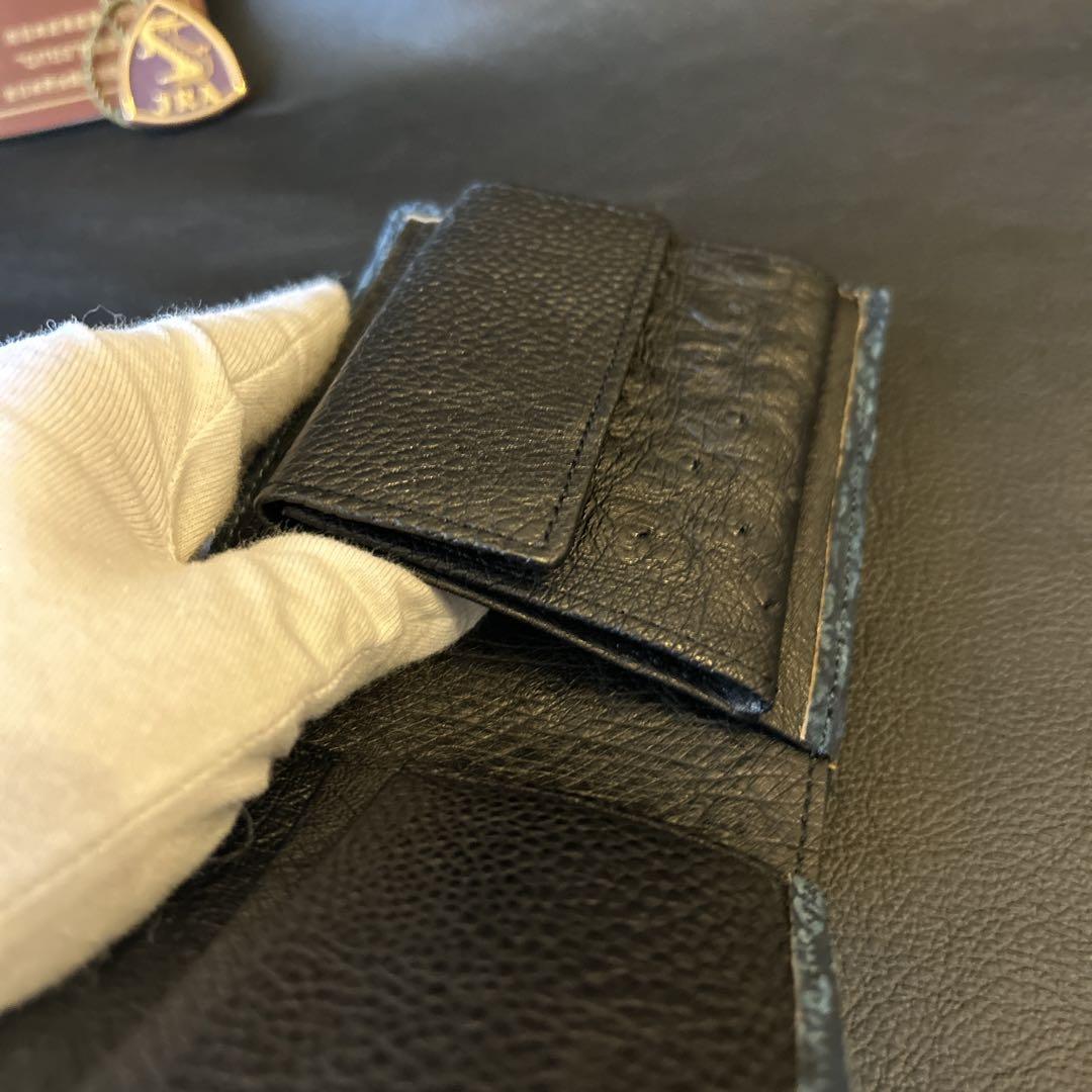 オーストリッチ革コンビ折り財布 JRA認定証