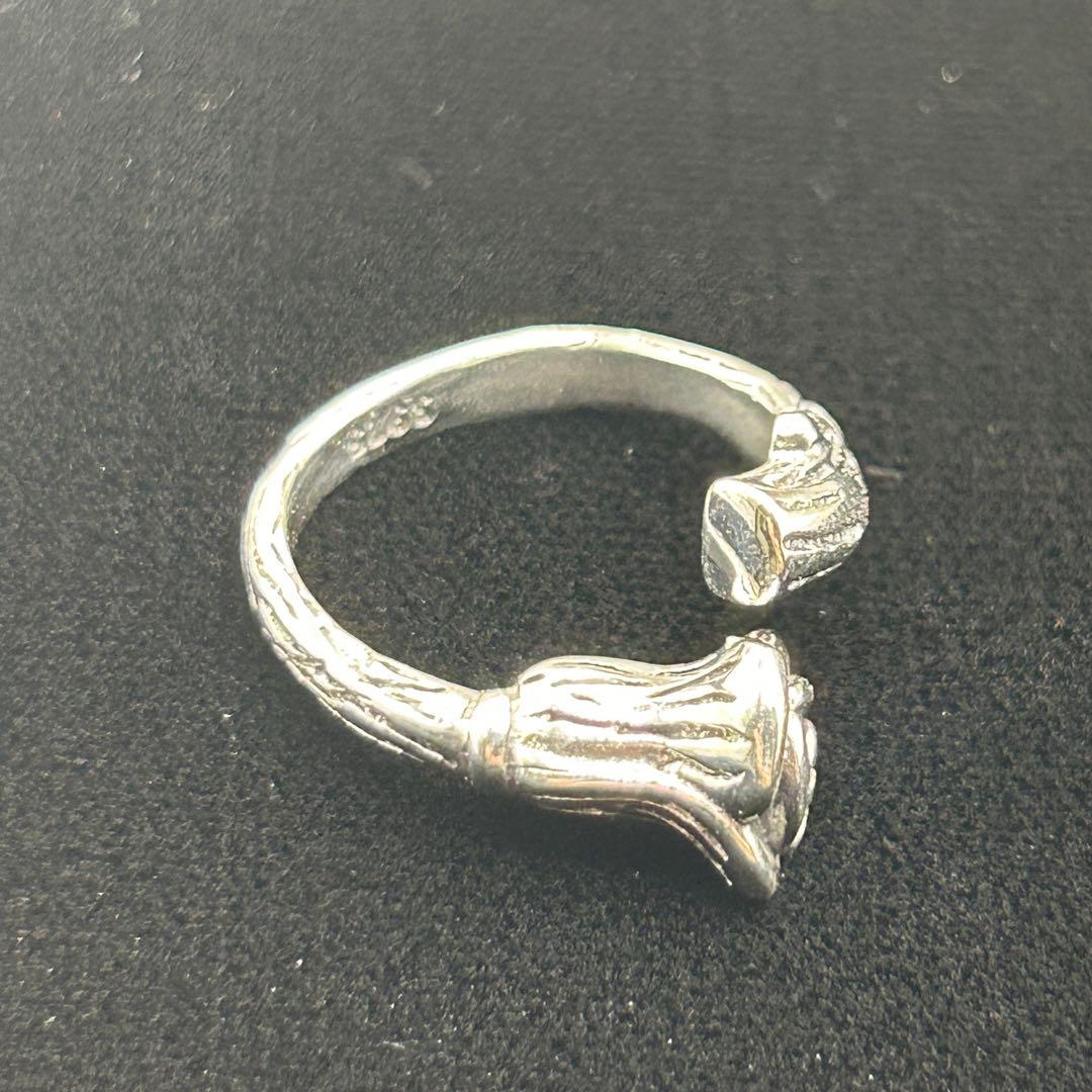 シルバー925 Sterling フラワーデザインリング/軽研磨仕上げ/16号