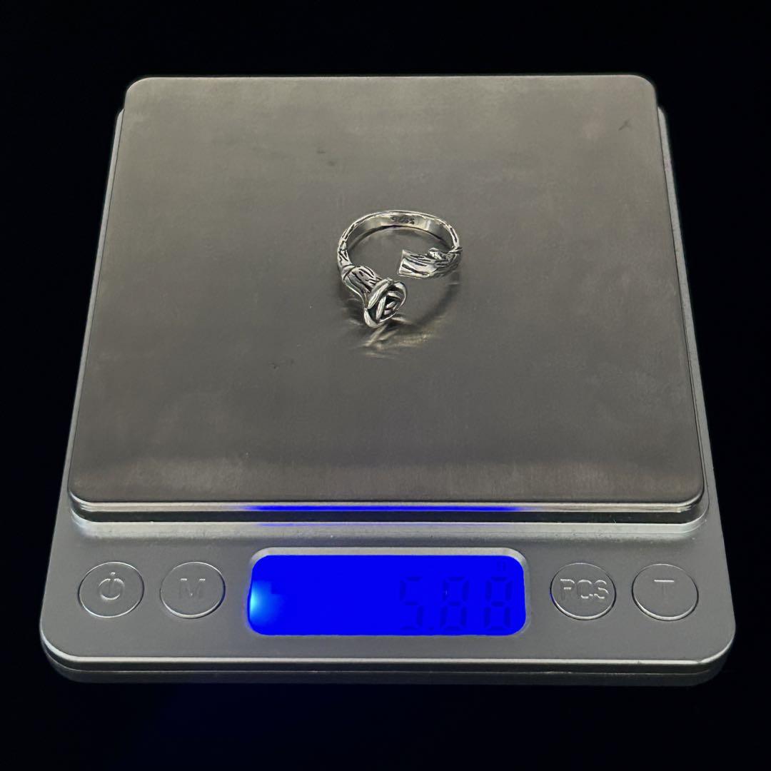 シルバー925 Sterling フラワーデザインリング/軽研磨仕上げ/16号