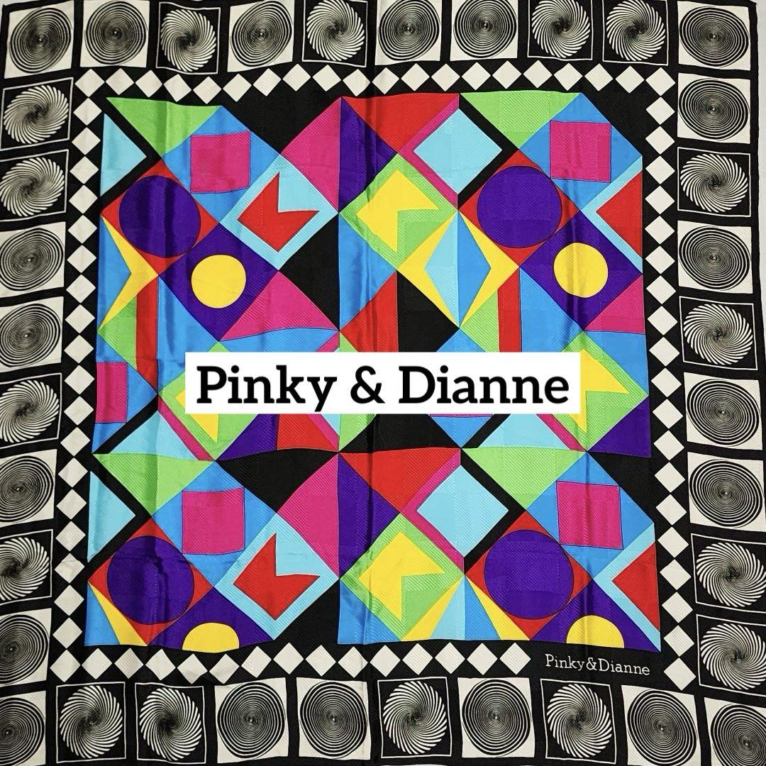 美品 ★Pinky & Dianne★ スカーフ 大判 幾何学模様 ブラック