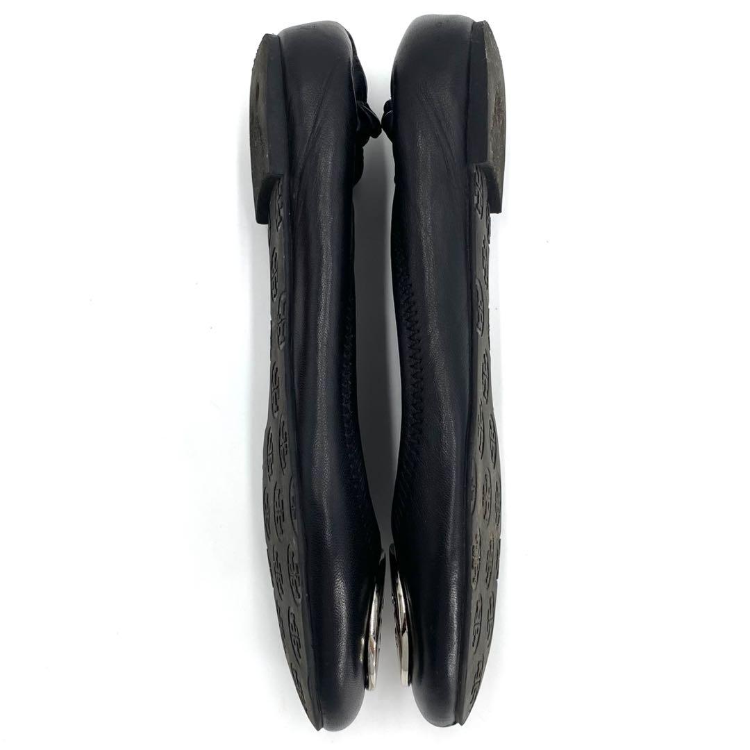 美品　トリーバーチ　フラットシューズ　パンプス　バレエシューズ　レザー　黒 TORY BURCHトリーバーチ フラット バレエシューズ 6.5 ブラック
