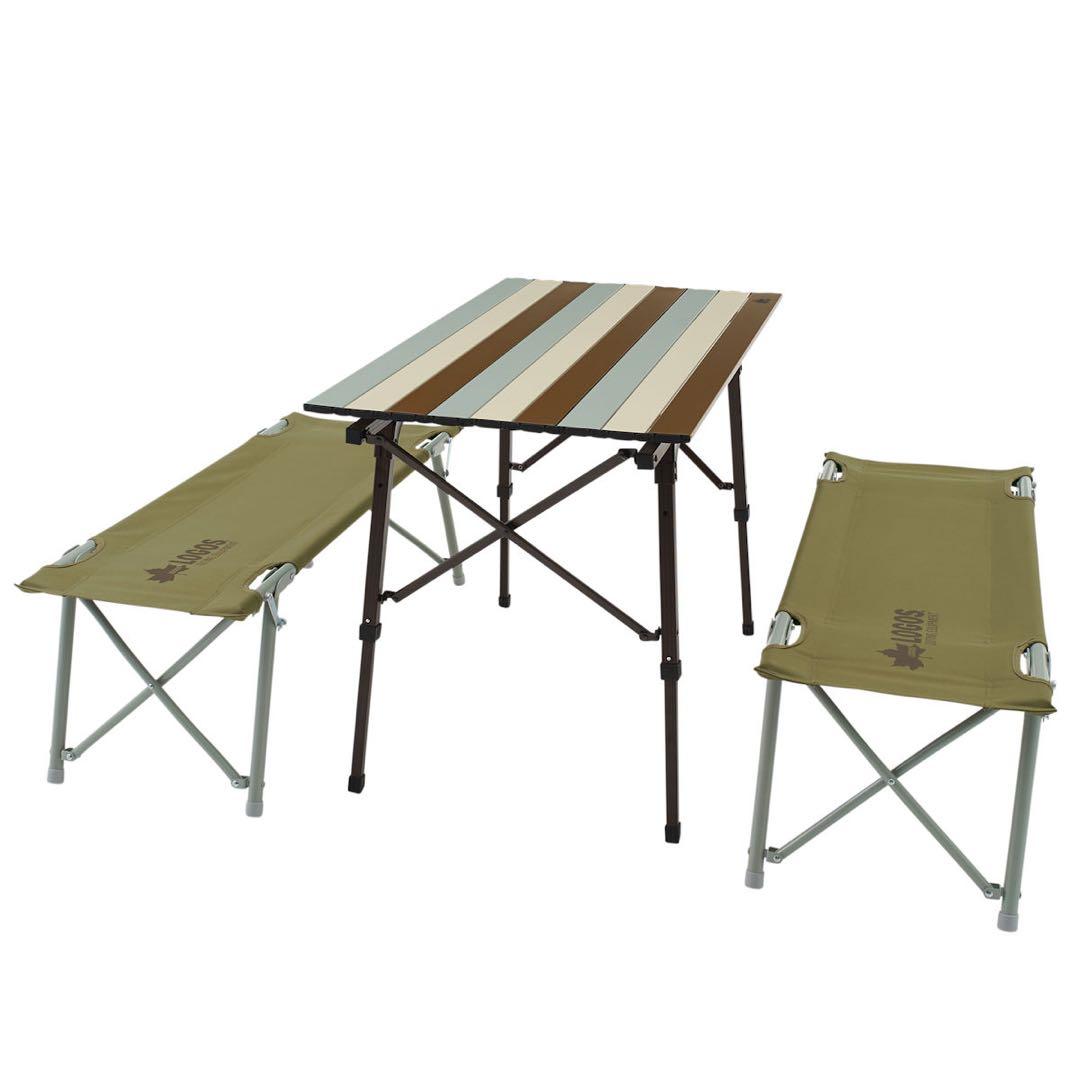 【ほぼ未使用】ロゴス　ベンチテーブルセット　ヴィンテージ