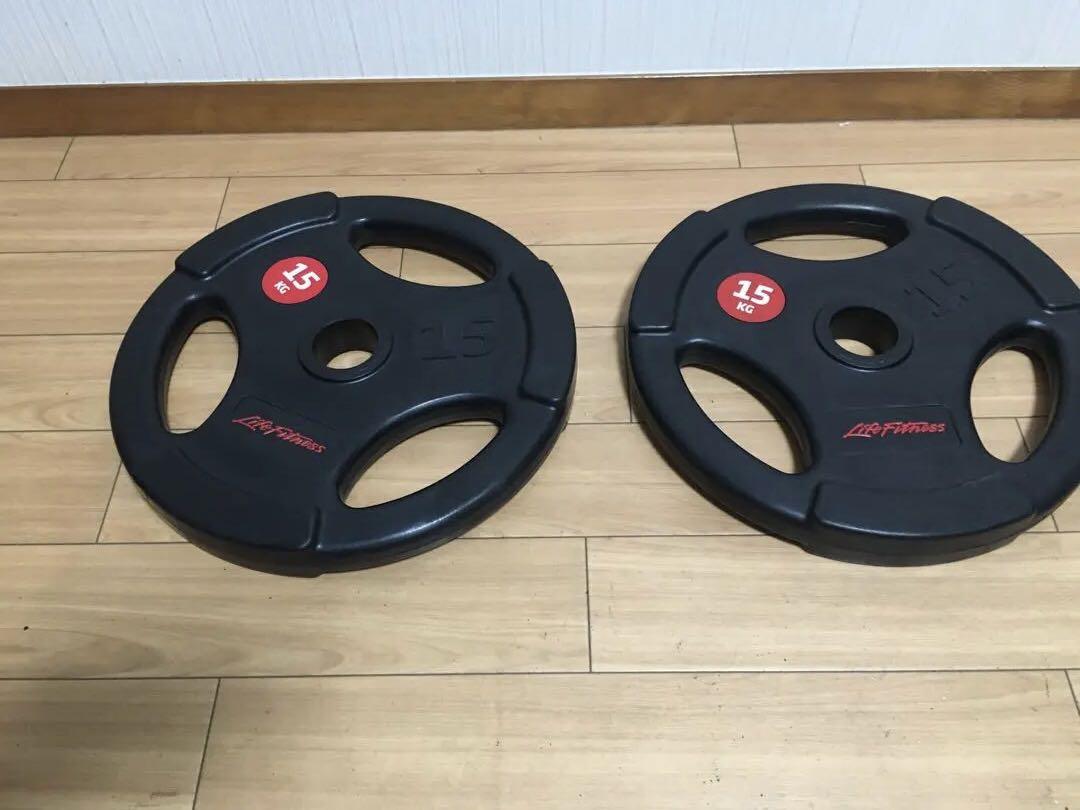 ①オリンピックプレートLifefitness 15kg x 1枚/穴径50mm