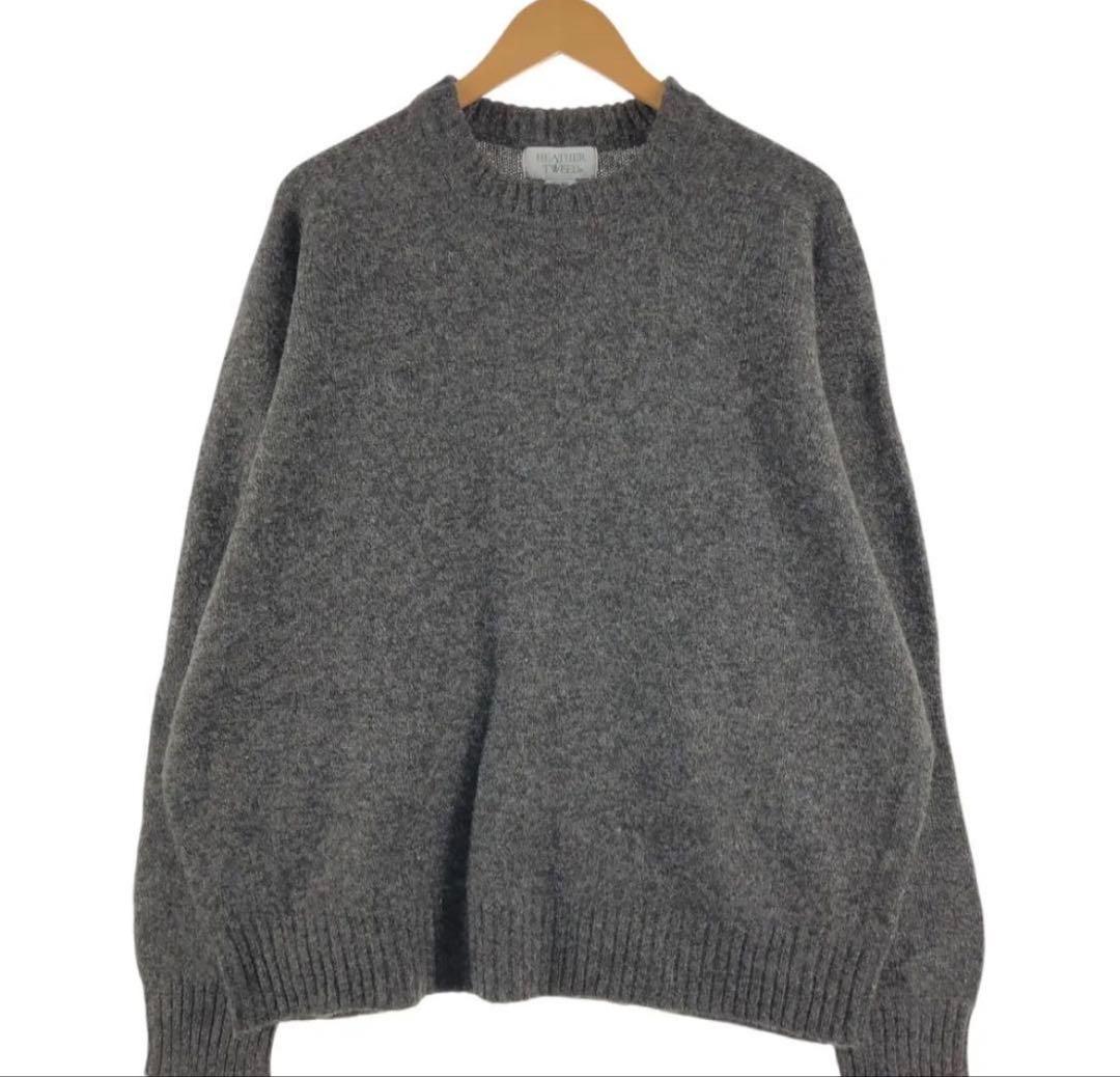 HEATHER&TWEED ウールニットセーター グレー XL相当