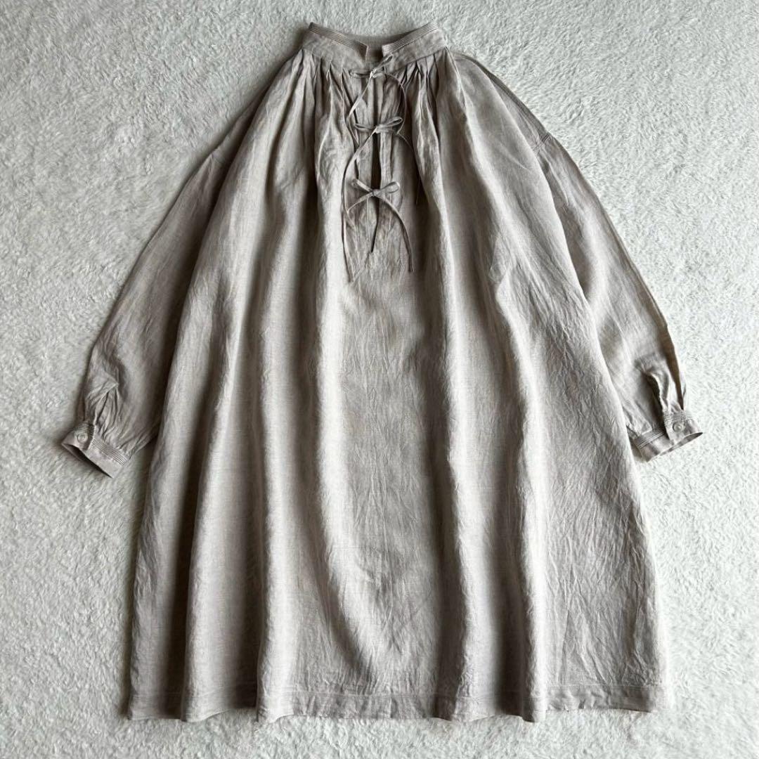 ハバーサック　2WAYリネンギャザーシャツ　日本製　リボンチュニック　Bshop