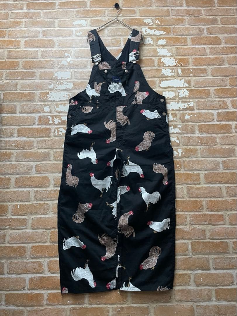 powder パウダー　オーバーオール　サロペット　ツナギ　総柄　アニマル　黒