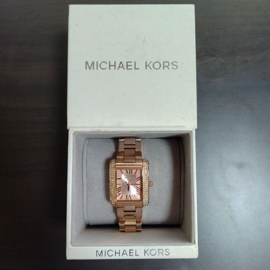 MICHAEL KORS ローズゴールド スクエア型腕時計