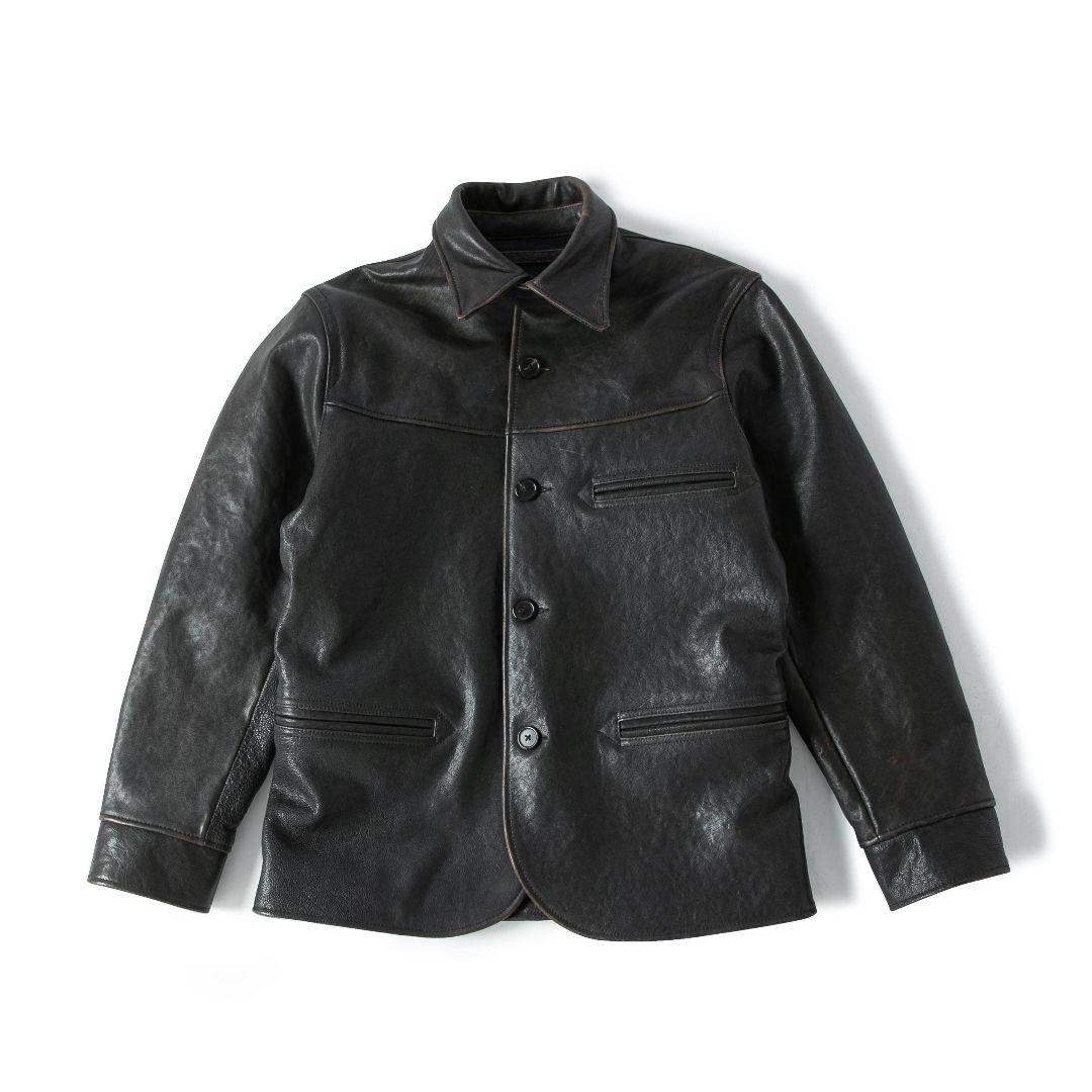 高級！別注品！茶芯ホースハイド　レザーカーコート　馬革　レザージャケット　3XL