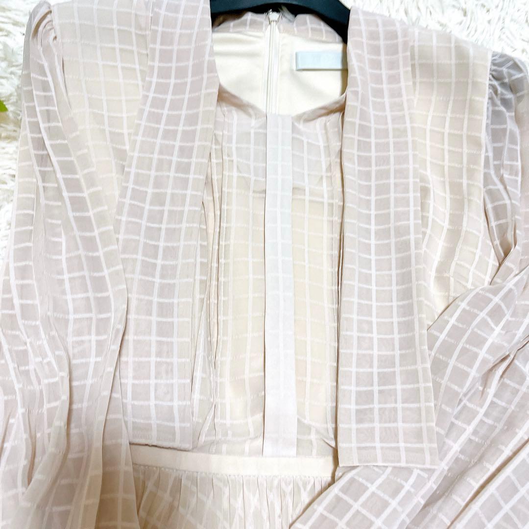 美品✨セルフォード プリーツワンピース ボウタイ Aライン マキシ丈 チェック 美品✨セルフォード プリーツワンピース ボウタイ Aライン マキシ丈 チェック