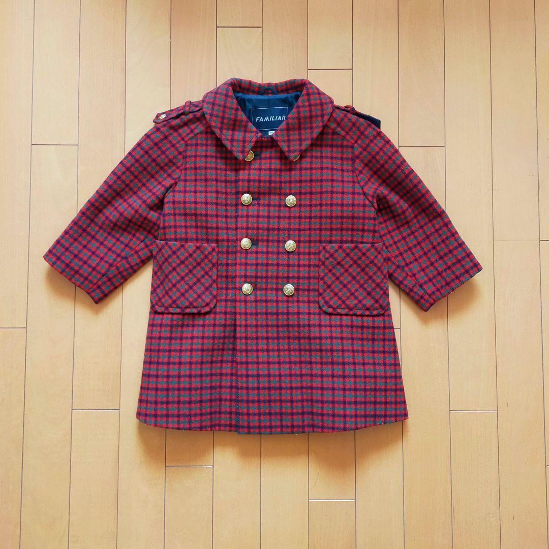 100%の保証 familiar ファミリア ウールコート 100 チェック コート