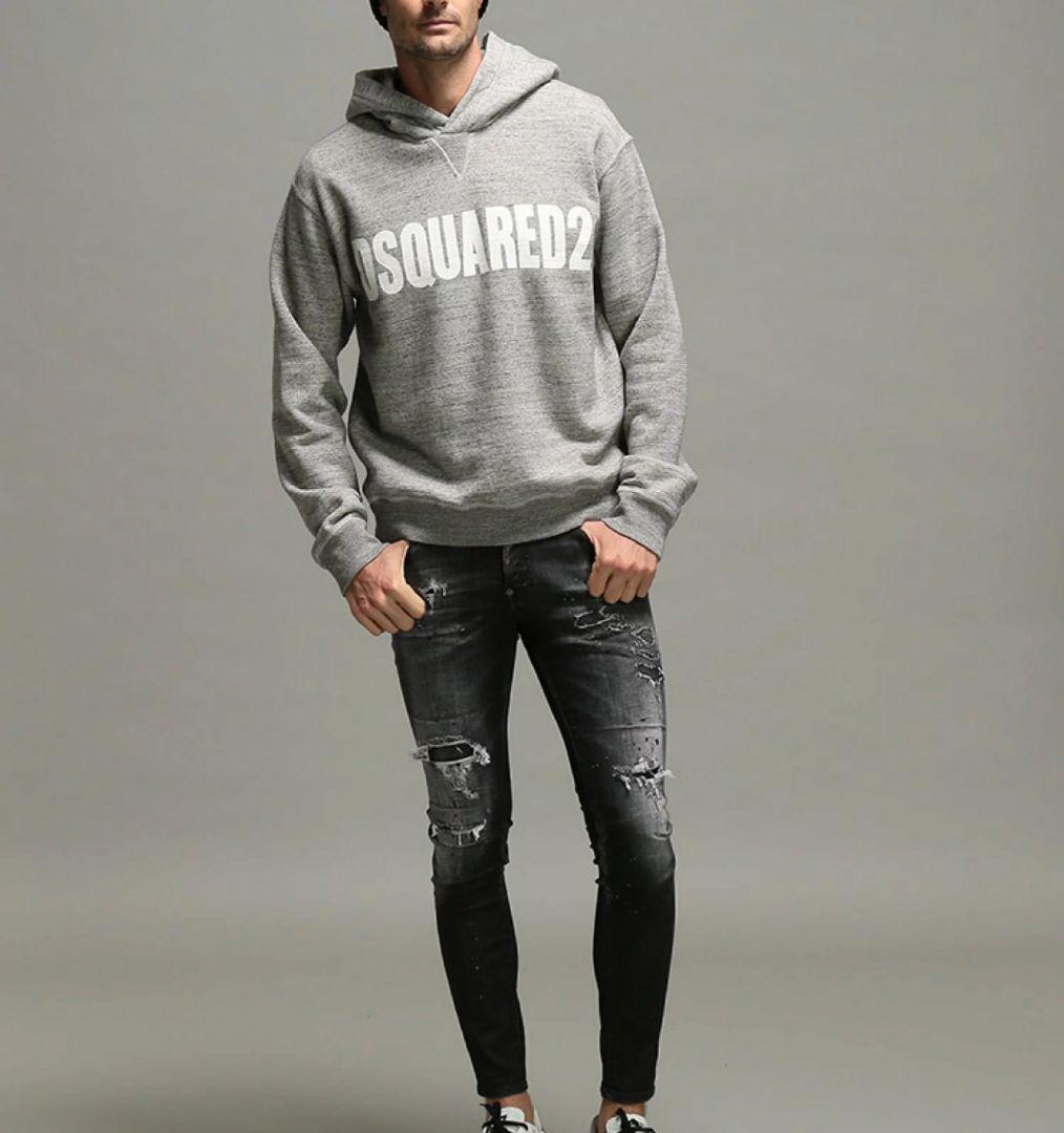 日本製特価 年末sale✨評価1000記念✨Dsquared2 グレーXL gl6yZ-m58105178403 ロゴパーカー 定番即納