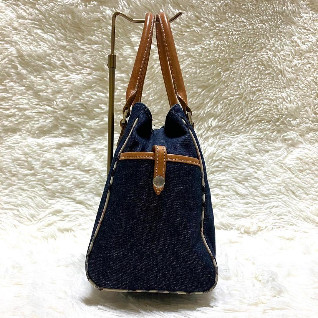美品】バーバリーブルーレーベル トートバッグ デニム レザー