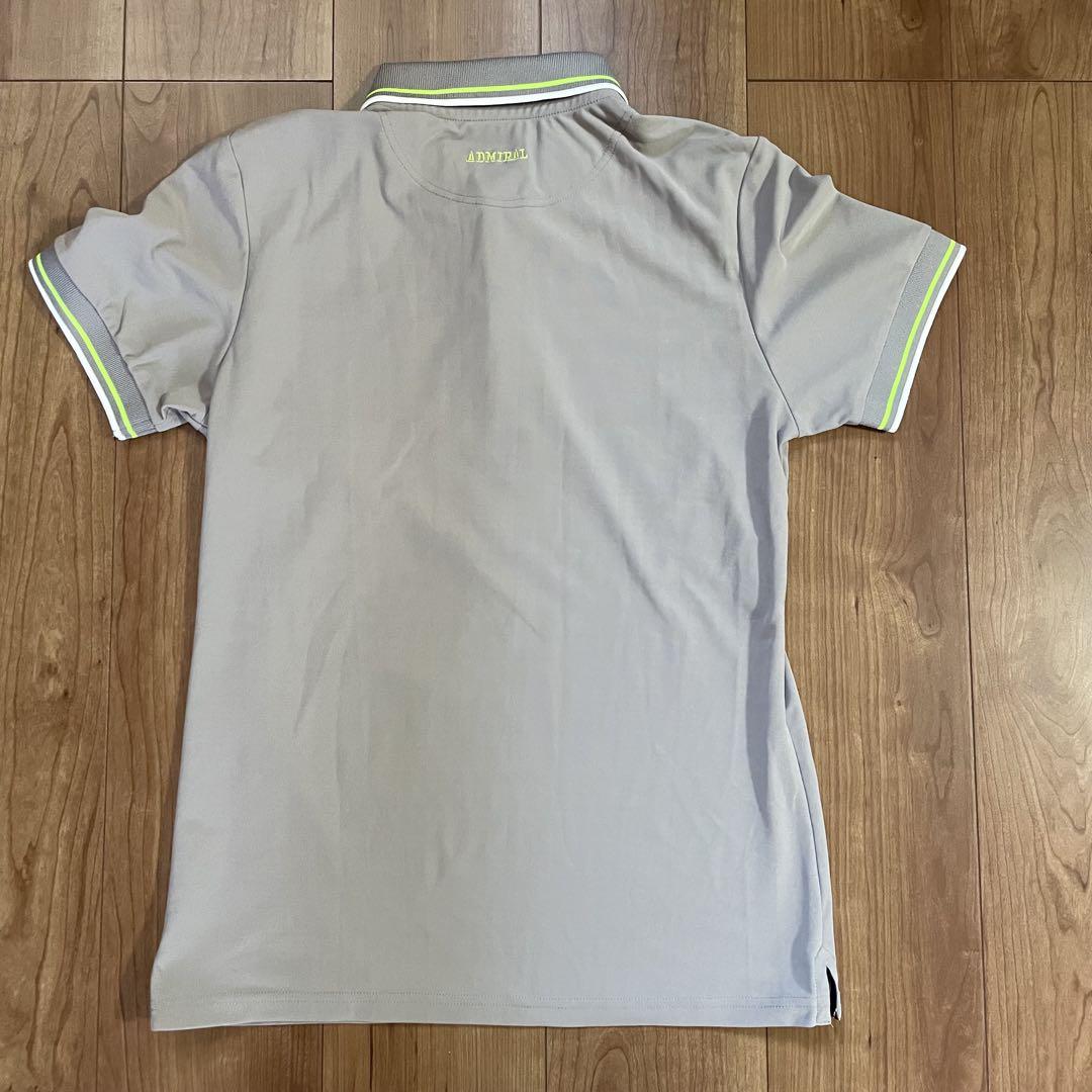 【アドミラルゴルフ】グレー ポロシャツ ネオンイエロー Tシャツ　半袖M