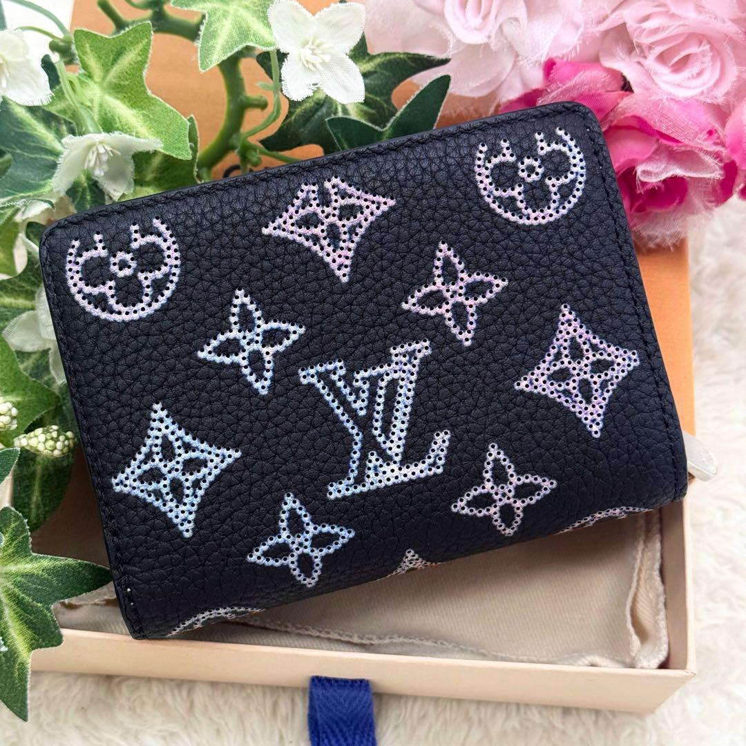 極美品 希少✨ルイヴィトン マヒナ フライトモード クレア 二つ折り財布黒ピンク