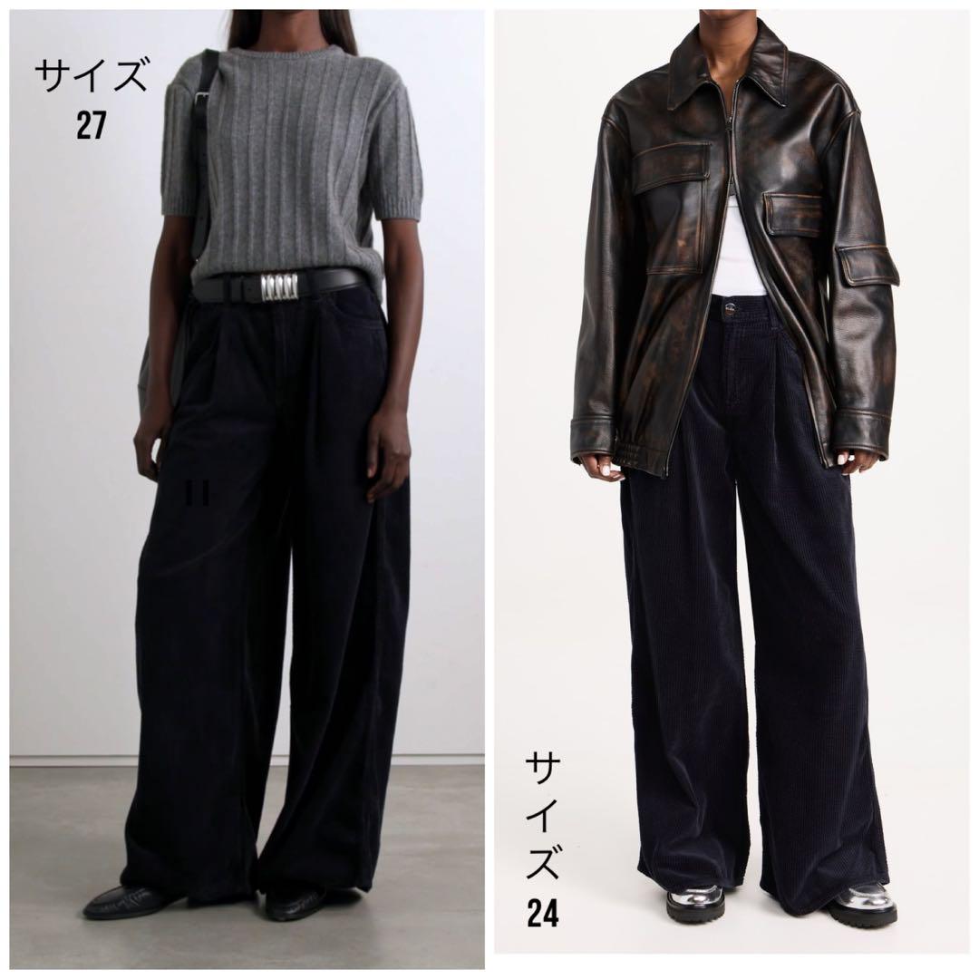 GOLDSIGN ゴールドサイン タック パンツ 27 紺 コーデュロイ