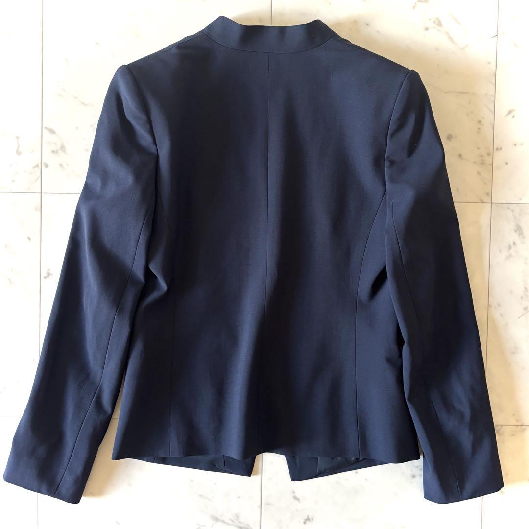 美品　セオリー　Theory ノーカラー　スーツ　セットアップ　ネイビー　M 紺